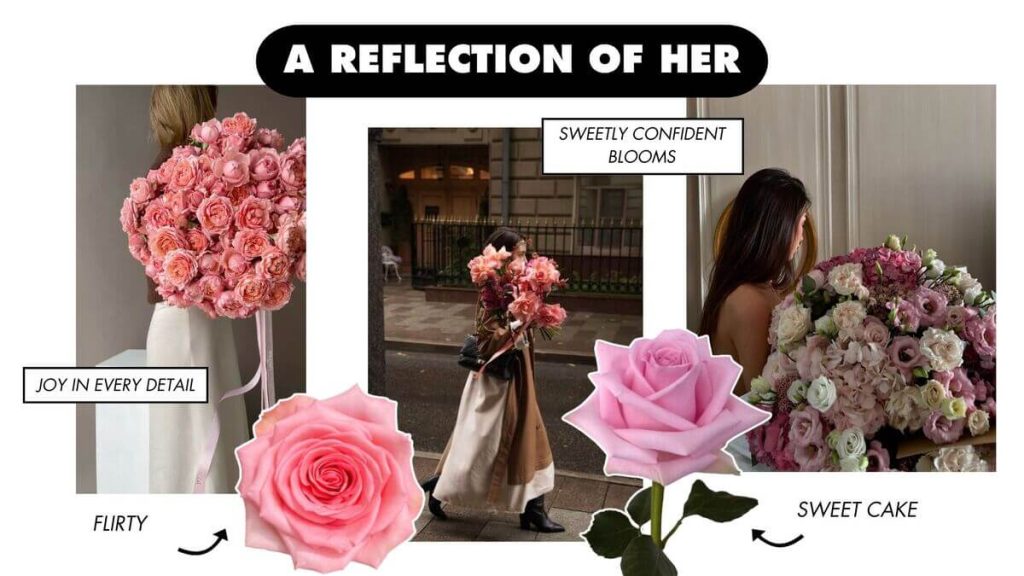 Women's Day collage featuring flirty and sweet cake roses.