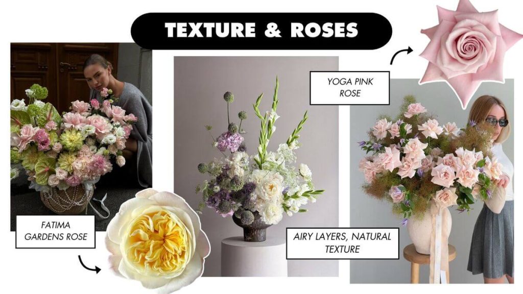 Modern floral design collage on texture.